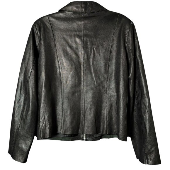 Bebe Womens Black Y2K Moto Biker Edgy Classic Capsule Sleek Leather Jacket Large - Picture 5 of 9